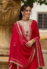Red Color Dupatta Set